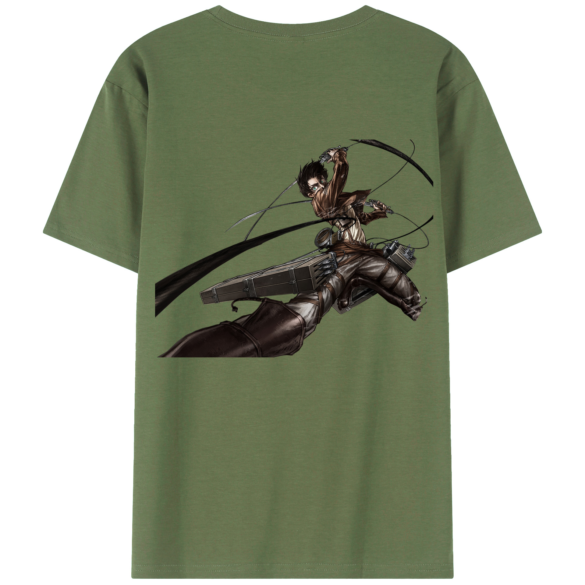 （画像用） 進撃の巨人 エレン･イェーガー Attack on Titan Eren Jäger 綿100％ メンズ半袖Tシャツ（バックプリント） 通気性